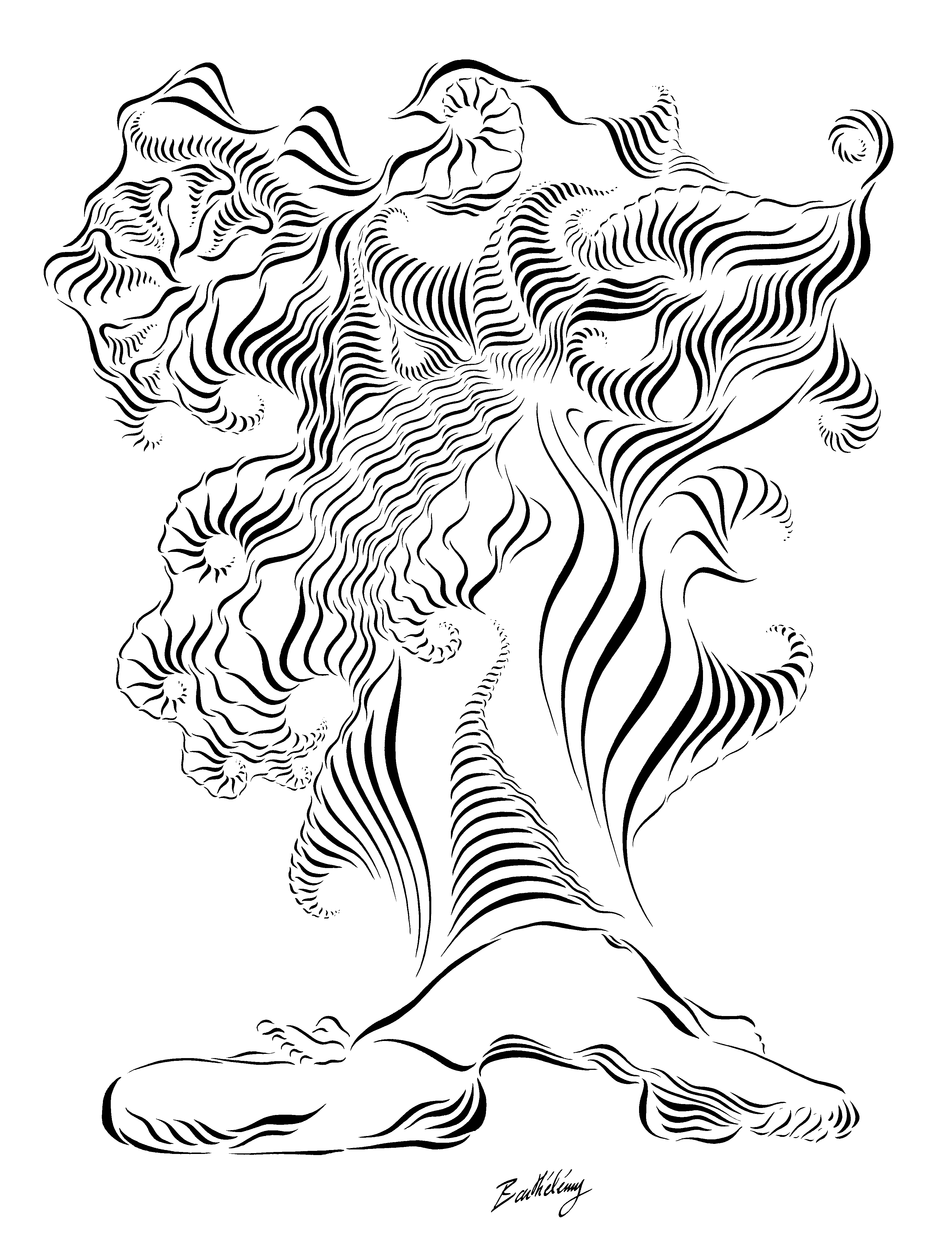 Planche 2484, encre de Chine sur papier, 50 × 65 cm, par Barthélémy Chojnacki